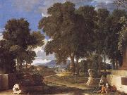 Nicolas Poussin Landscape with a Man Washing His Feet at a Fountain oil painting picture wholesale